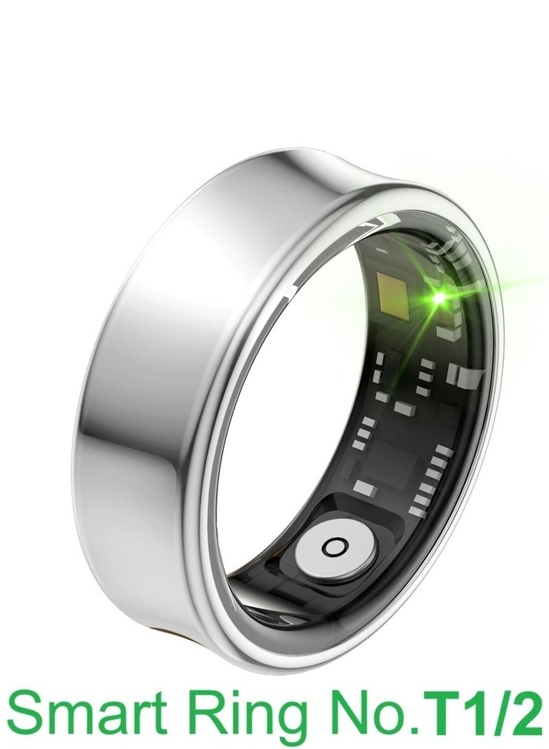 general خاتم ذكي لمراقبة معدل ضربات القلب، الأكسجين في الدم، النوم، حساب الحركة في جميع الأحوال الجوية، مراقبة الصحة على مدار 24 ساعة، حماية صحتك، خفيف ومريح، مقاوم للماء 5ATM، تحكم بالصور، تصفح تيك توك بإيماءات اليد، فضي رقم T1/2 - Image 1